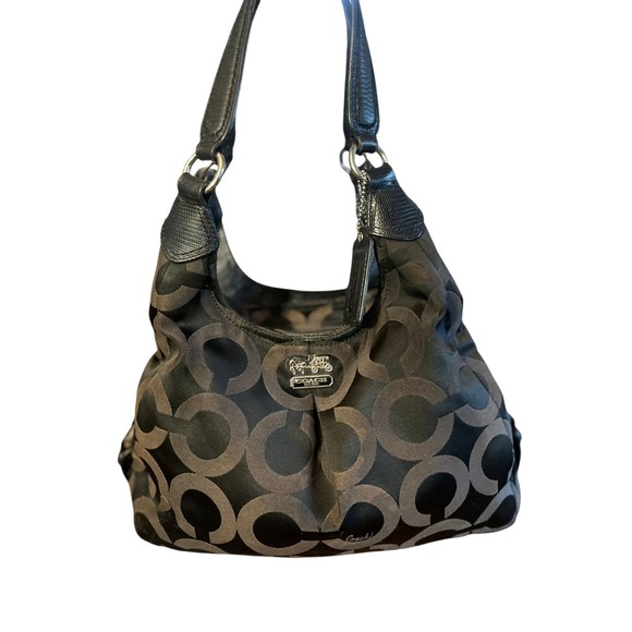Coach Signature Black Jacquard Tote Shoulder Bag - Picture 1 of 8
